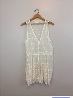 4 Love and Liberty Silk Embroidered Lace-Trim Button Down Top - Cream